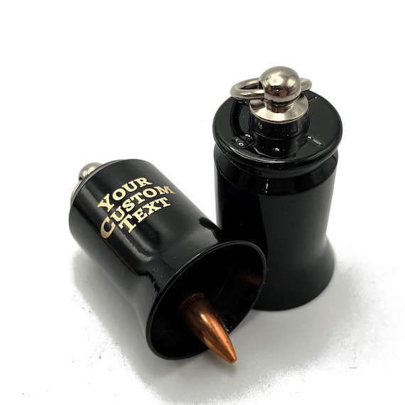 Black Bullet Casing Bell Guardian Bell Charm 50 BMG Engraving Personalized Angel Gremlin Motorcycle