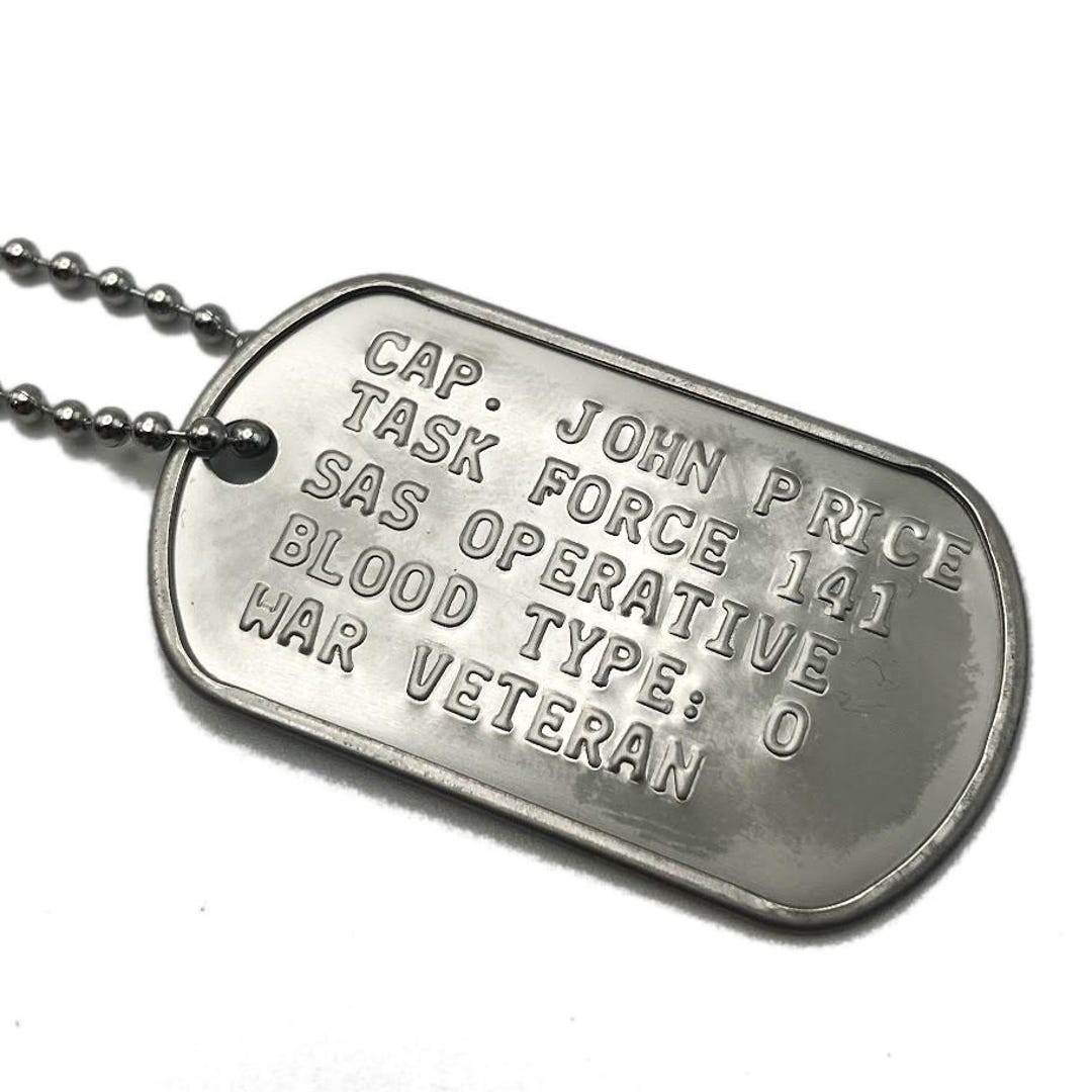 Captain John Price Military Dog Tags Stainless Steel, Prop Cosplay