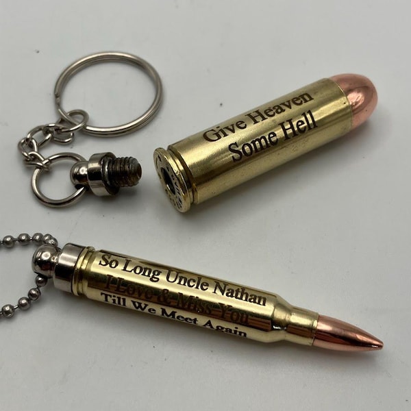 Collar con colgante de bala y grabado personalizado para urna funeraria - Militar, Ejército, Policía, Tiro, Caza