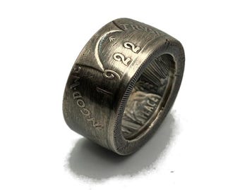 Silver Peace Dollar Coin Ring, Handmade Wedding Band, Romance