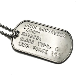 John Mactavish &quot;Soap&quot; Military Dog Tags Stainless Steel, Prop Cosplay Costume Replica with Chains