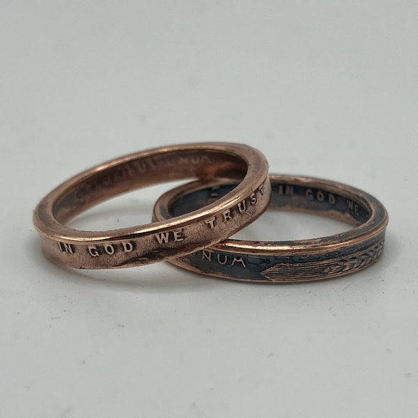 Lucky Penny Coin Ring, Copper Band (Thin Band)