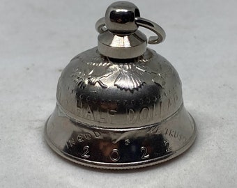 1971-2024 Small Coin Bell - Motorcycle Bell- Gremlin Bell Charm Kennedy Half Dollare