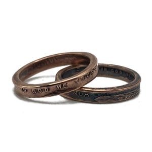 Lucky Penny Coin Ring, Copper Band (Thin Band)