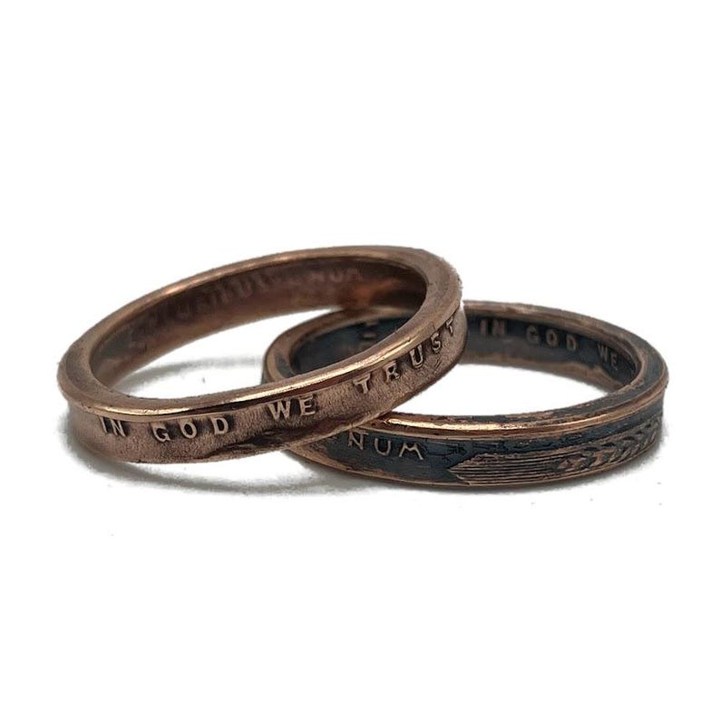 Lucky Penny Coin Ring, Copper Band (Thin Band) image 1