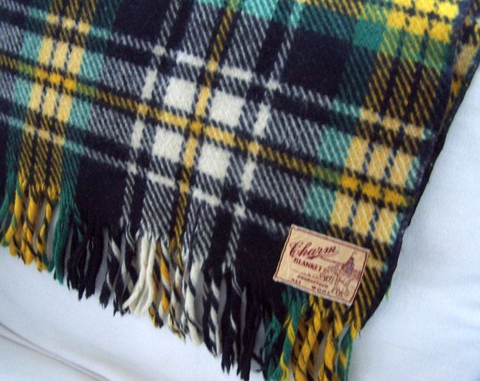 100 Wool Stadium Blanket Plaid Blankets Camping Glamping Etsy