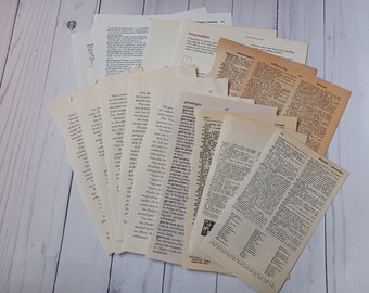Book Pages for Junk Journals, Vintage Dictionary Ephemera, Junk Journal Supplies, Mixed Media Supplies, Book Page Pack for Crafts