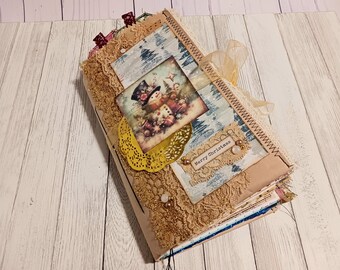 Christmas Junk Journal for Sister, Writer Gift for Mom, Best Friend Birthday Gift for Her, Santa Journal for Women, Chunky Journal for Teens