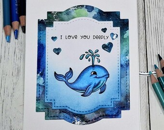 Punny Valentine Card for Husband, Whale Greeting Card, Anniversary Card for Boyfriend, Love Card for Girlfriend