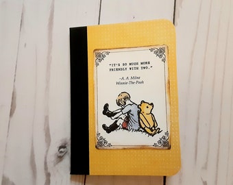 Pooh Journal for Kids, Mini Journal, Journal for Women, Pooh Notepad, Mini Notebook, Christmas Gift for Teacher, Blank Notebook