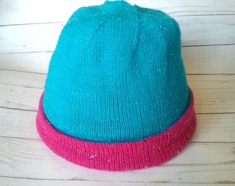 Knit Wool Hat for Women, Reversible Beanie for Teens, Unique Best Friend Birthday Gift for Her, Tween Girl Gifts, Anniversary Gift for Wife