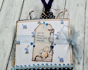 Pooh Journal for Women, Mini Junk Journal for Teen Girls, Writing Journal for Sister, Best Friend Birthday Gift for Her, Easter Gift