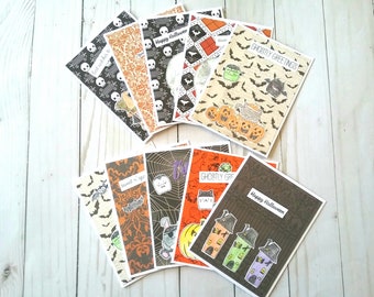 Halloween Cards Set, Greeting Card Pack, Bulk Cards, Kids Notecards, Spooky Cards, Witch Gifts for Friend, Birthday Gift for Her