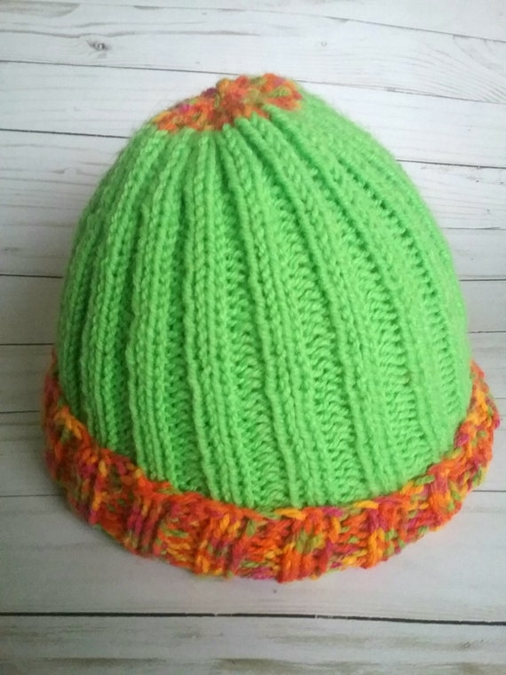 lime green knit hat