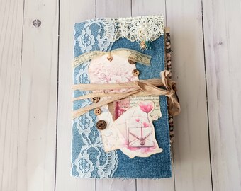 Junk Journal for Women, Shabby Chic Journal for Sister, Easter Gift for Wife, Anniversary Gift for Mom from Daughter, Gratitude Journal