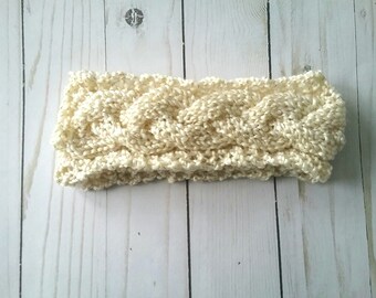 Cream Headband, Knit Ear Warmer, Birthday Gift for Mom, Tween Girl Gifts, Mothers Day Gift for Wife, Best Friend Gift for Her