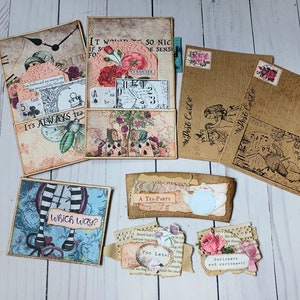 Alice Junk Journal Ephemera Pack, Alice Journal Supplies, Scrapbook Supplies, Craft Kit for Adults, Best Friend Birthday Gift for Her