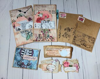 Alice Junk Journal Ephemera Pack, Alice Journal Supplies, Scrapbook Supplies, Craft Kit for Adults, Best Friend Birthday Gift for Her
