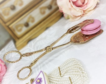 Gold Serving Tong, Pastry Tongs, Dessert Tongs, Hollywood Regency, Replacement Serveware, Tableware #A17