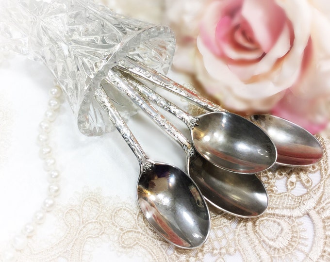 Vintage Ornate WM Rogers & Son Flatware, Set of 4 Teaspoons, Replacement Flatware, Tableware #968
