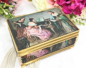 Schmid Satin Portrait Music Box, Portrait Jewelry Box, Schmid Music Jewelry Box, Schmid Bros. #A407