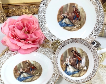 Cries of London "Street Oranges" English Bone China Trio Tea Set, Scenic Tea Set, Portrait Tea Set, English Tea Trio#B613