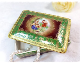 Vintage Handpainted Portrait CICO Bavaria Germany Jewerly Box Snuff Box, Presentation Box, Gift, Home Decor #380