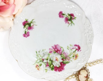 Vintage Pink Florals, White Porcelain Trivet, Hot Plate, Plate Holder, Tea Tile for Weddings, Tea Time, Party #A51