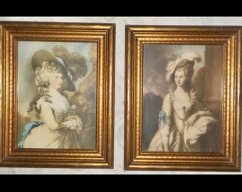 ENGLISH Women ' Duchess of Devonshire ' & ' The Honorable Mrs. Graham' PRINTS after Thomas GAINSBOROUGH, Victorian Ladies Prints #B632