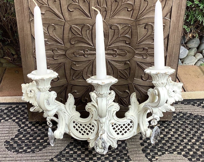 Ornate Vintage Victorian Scroll Wall Candle Holder, Wall Decor, Dresser Vanity, Boudoir, Home Decor, Photography Prop #B631