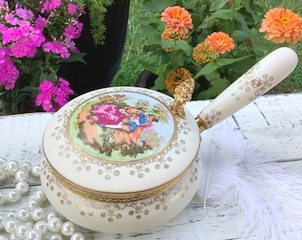 Fragonard Porcelain Silent Butler, Porcelain Crumb Catcher, Love Story Silent Butler, Victorian Decor #B654