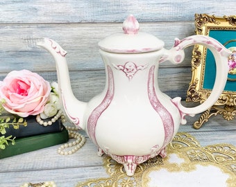 Vintage Loma Pink Teapot, English Teapot, Victorian Tea #B524