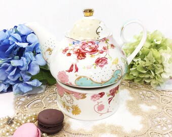 Blue Floral Teapot & Teapot Warmer #B422