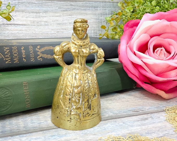 Brass Victorian Lady Southern Belle Brass Bell, Crinoline Bell, Victorian Dinner Bell, Brass Crinoline Table Bell, #B535