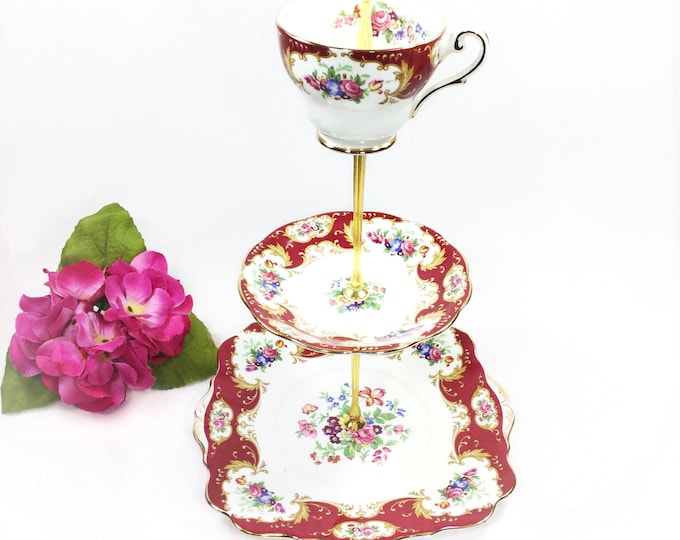 Royal Standard Lady Fayre 3 Tier Cake Stand, English Tea Serving Platter, Porcelain Sandwich Platter #B212