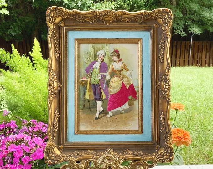 Vintage Victorian Courting Couple Picture Frame, Ornate Scrollwork #B658