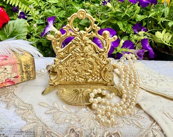 Brass Cherub Victorian-Style Letter Holder, Decorative Letter Organizer, Vintage Office Decor #B757