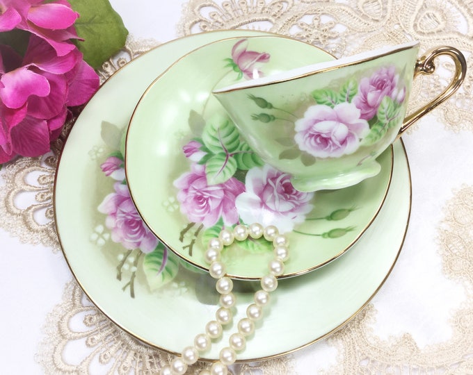 Lefton Heritage Trio Tea Set, Lefton Cup, Saucer & Plate, Lefton Heritage Tea Set, Heritage Dinnerware, Japan Tea Set #B282