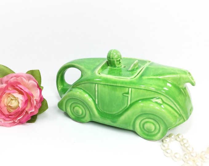 Vintage Sadler Green Racing Car Teapot, English Collectible #A973