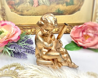 Vintage Cherub Pen Holder, Art Nouveau Cherub, Angel Pen Holder, Victorian Decor, Vintage Desk #B606