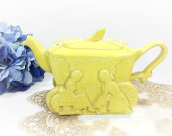 Vintage Ellgreave Yellow Cinderella Step Sisters Carriage Slipper Teapot For Tea Time Tea Party, Baby Shower, Wedding, Bridal Shower #B253
