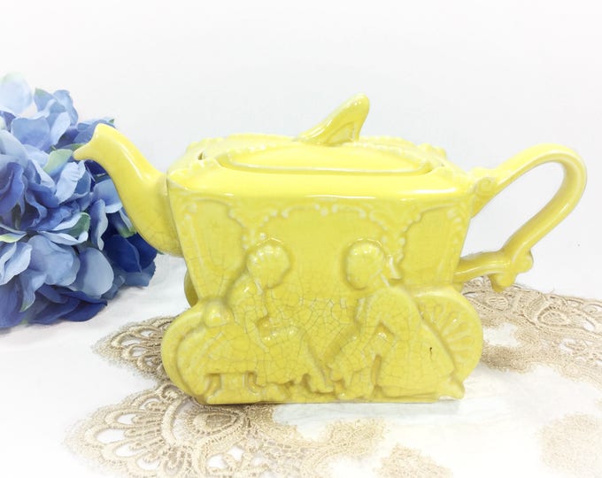 Vintage Ellgreave Yellow Cinderella Step Sisters Carriage Slipper Teapot For Tea Time Tea Party, Baby Shower, Wedding, Bridal Shower #B253
