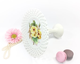 Yellow Rose Reticulated Compote Serving Platter #B009