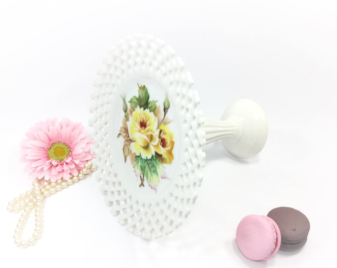 Yellow Rose Reticulated Compote Serving Platter #B009