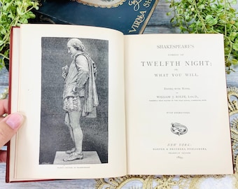 RARE! Shakespeare's Twelfth Night 1895 Antique Print by William J. Rolfe, Antique Shakespeare # B532