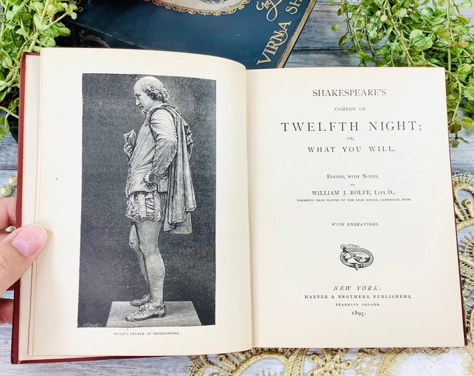 RARE! Shakespeare's Twelfth Night 1895 Antique Print by William J. Rolfe, Antique Shakespeare # B532