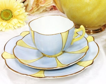 Allertons Old English Bone China Tea Trio, Floral Cup Saucer Plate #A112