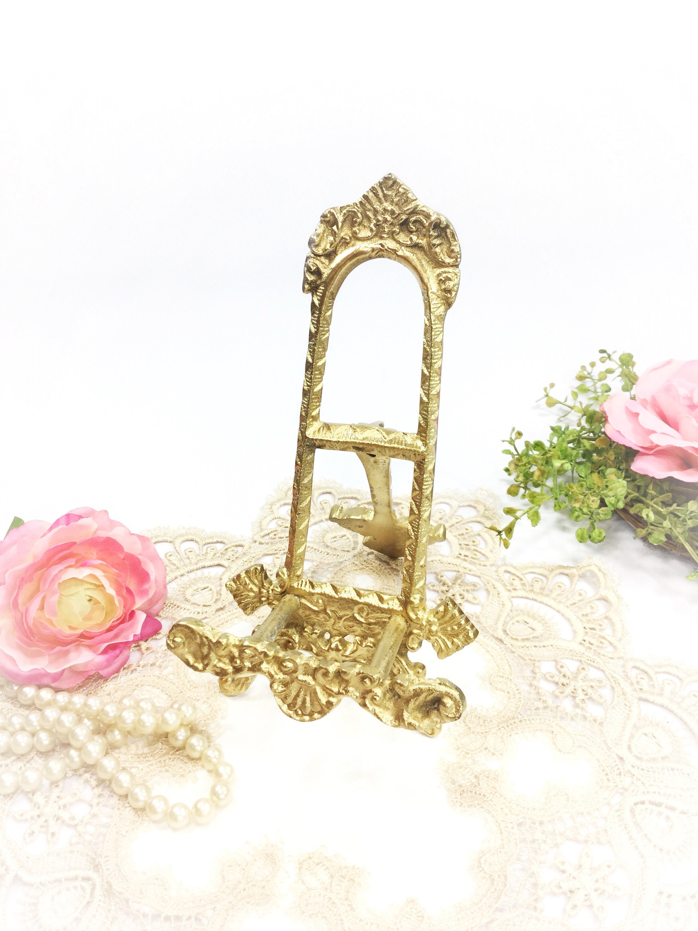 Large Gold Easel, Gold Book Stand, Gold Easel, Plate Display Stand