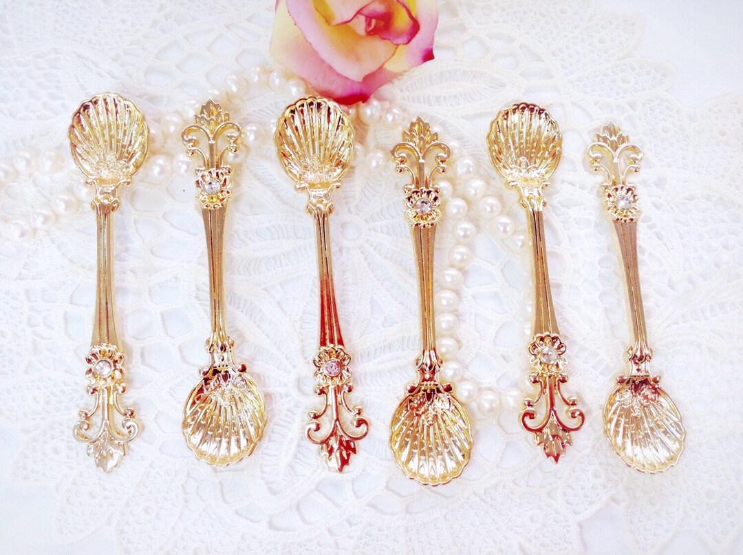 Fabulous Set of 6 Gold Tea Spoons Coffee Demitasse Ice Cream Spoons Perfect for Any Occasion Etsy