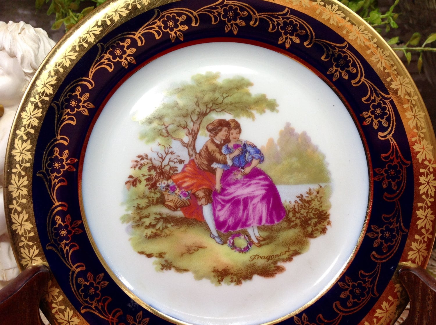 Vintage Cobalt Blue Goudeville Limoges JeanHonoré Fragonard Love Story